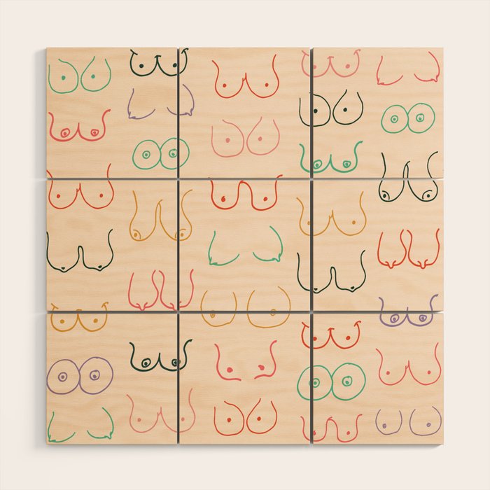 Pastel Boobs Drawing Wood Wall Art Gallery Image 1