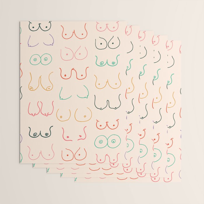 Pastel Boobs Drawing Wrapping Paper Gallery Image 3
