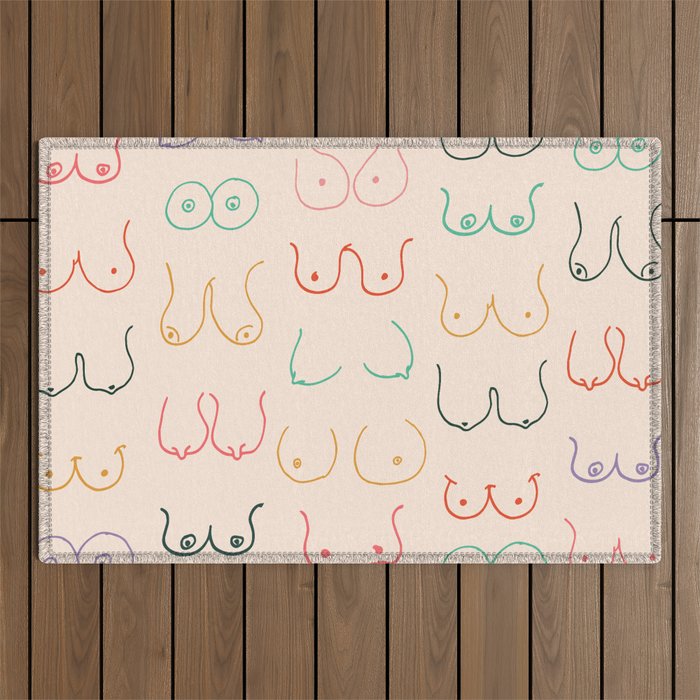 Pastel Boobs Drawing Outdoor Rug Gallery Image 1