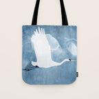 White Egret in Flight Illustration Wings Up  Tote Bag Gallery Image 1