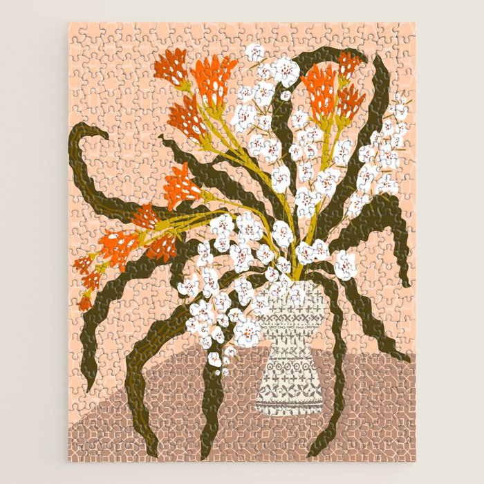 Matisse Flower Vase modern Illustration earthy colors Jigsaw Puzzle Gallery Image 1