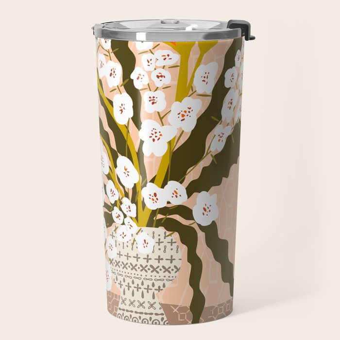 Matisse Flower Vase modern Illustration earthy colors Travel Mug Gallery Image 2