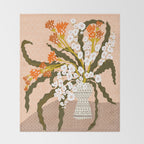 Matisse Flower Vase modern Illustration earthy colors Throw Blanket Gallery Image 2