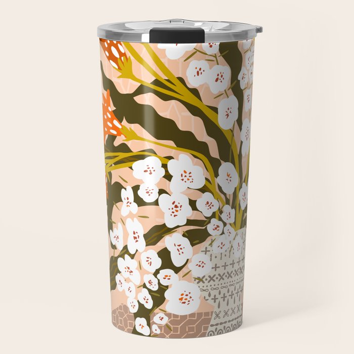 Matisse Flower Vase modern Illustration earthy colors Travel Mug Gallery Image 1