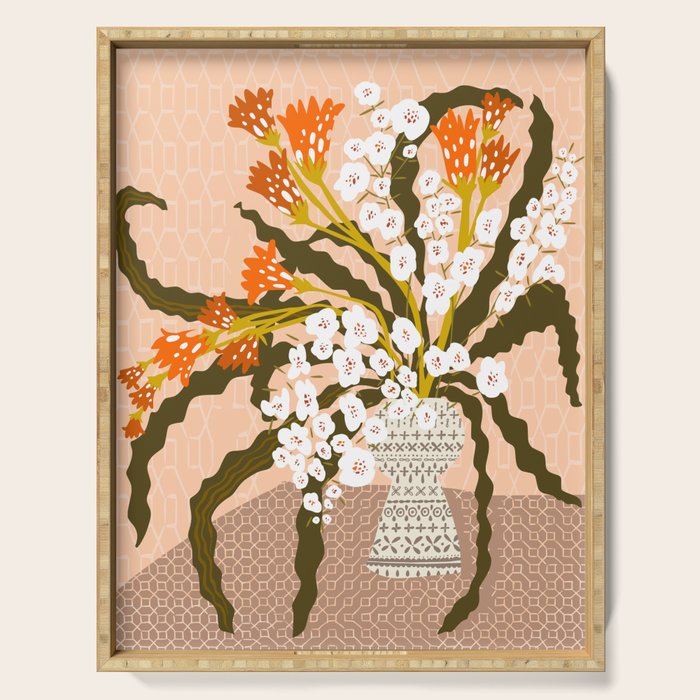 Matisse Flower Vase modern Illustration earthy colors Serving Tray Gallery Image 1