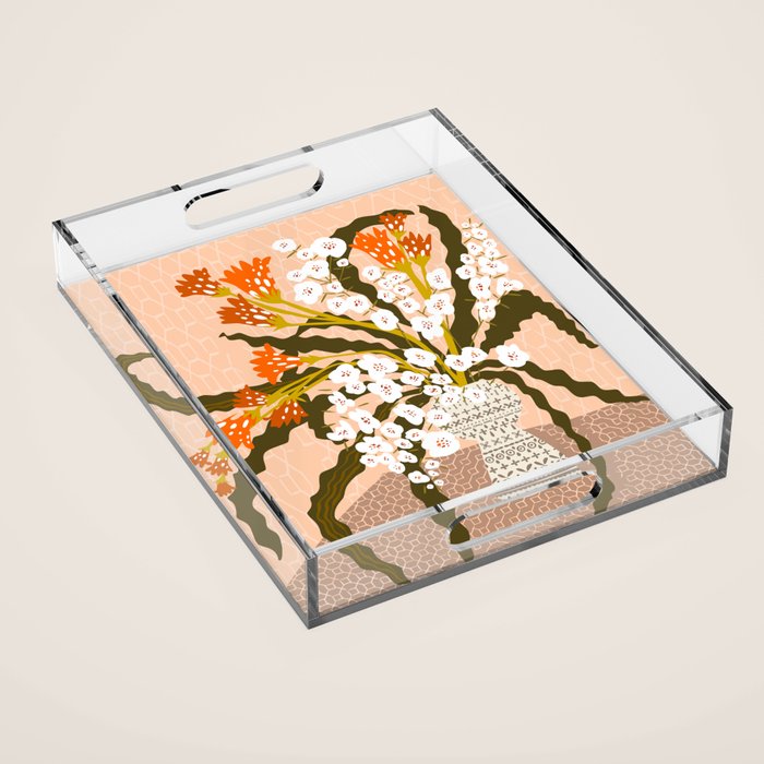 Matisse Flower Vase modern Illustration earthy colors Acrylic Tray Gallery Image 1