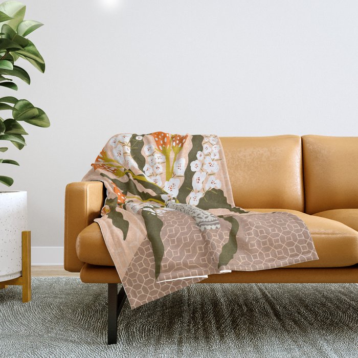 Matisse Flower Vase modern Illustration earthy colors Throw Blanket Gallery Image 1