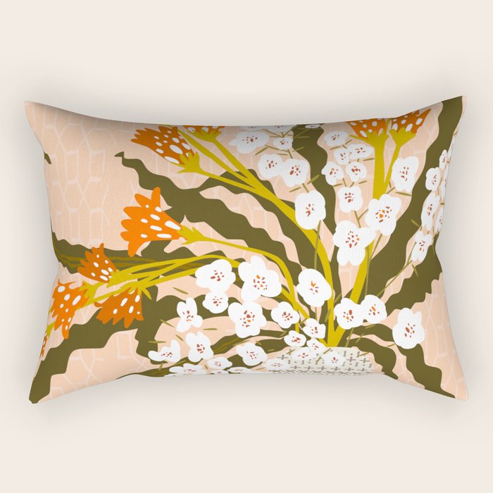 Matisse Flower Vase modern Illustration earthy colors Rectangular Pillow Gallery Image 2