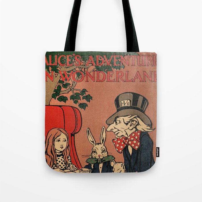 Vintage Alice's Adventures in Wonderland Book Cover Tote Bag Gallery Image 1