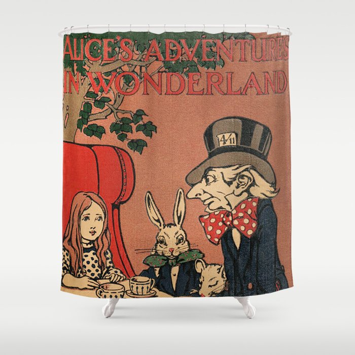 Vintage Alice's Adventures in Wonderland Book Cover Shower Curtain Gallery Image 1