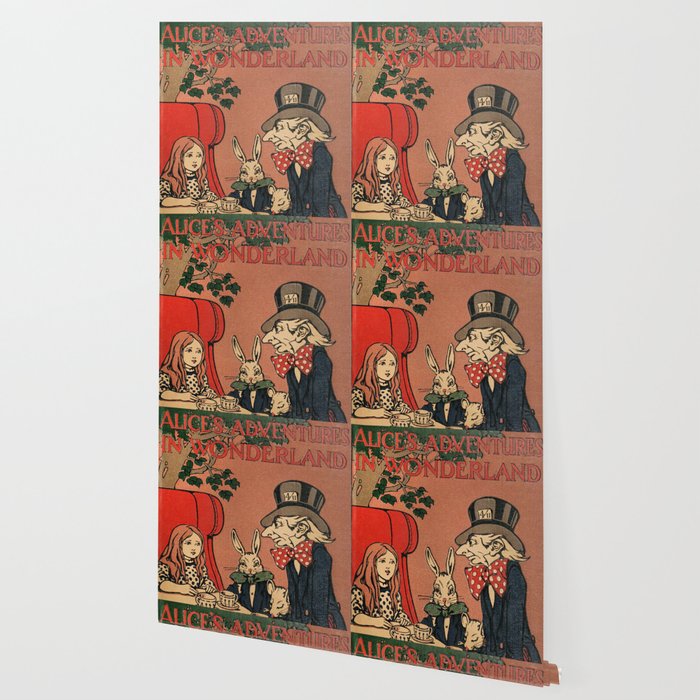 Vintage Alice's Adventures in Wonderland Book Cover Wallpaper Gallery Image 2