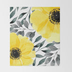 Big yellow watercolor flowers Throw Blanket Gallery Image 2