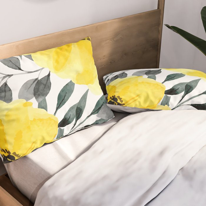 Big yellow watercolor flowers Pillow Sham Gallery Image 2