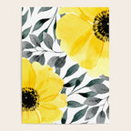 Big yellow watercolor flowers Poster Gallery Image 4