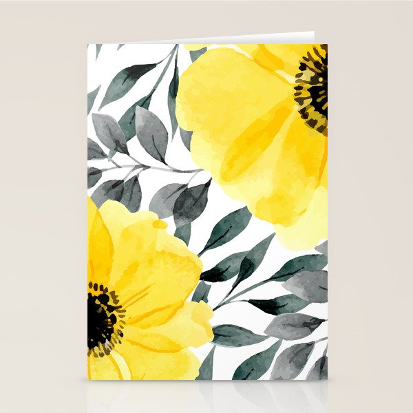 Big yellow watercolor flowers Stationery Card Gallery Image 2