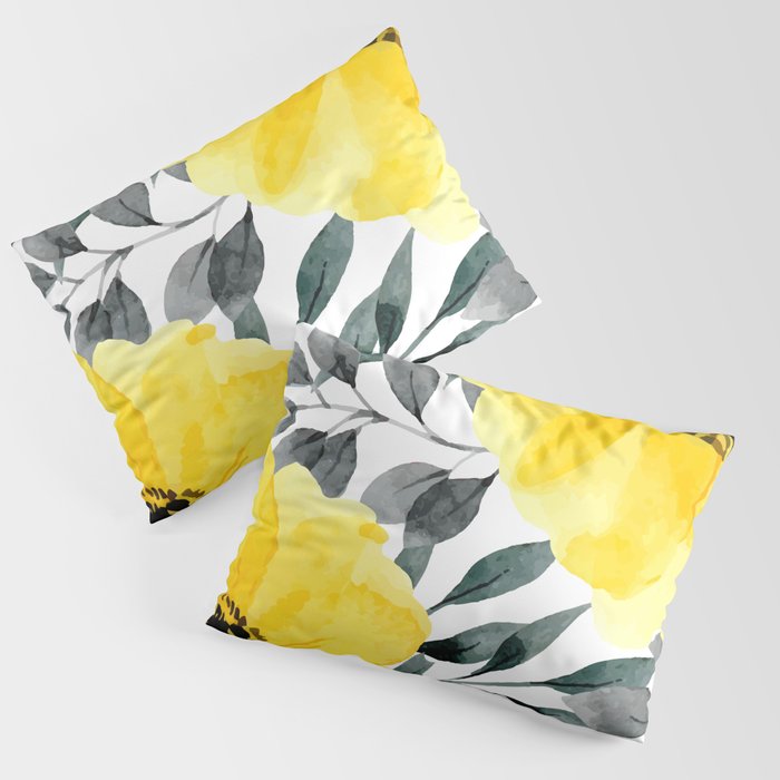 Big yellow watercolor flowers Pillow Sham Gallery Image 1