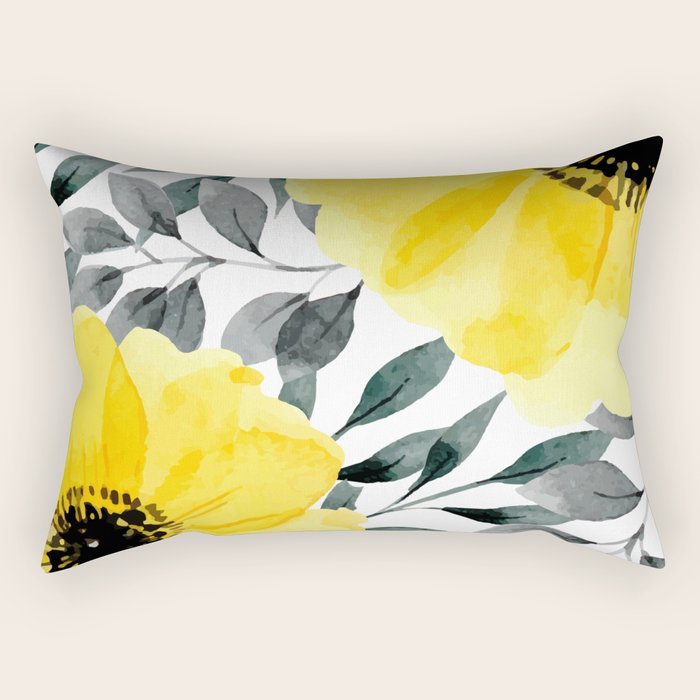 Big yellow watercolor flowers Rectangular Pillow Gallery Image 2
