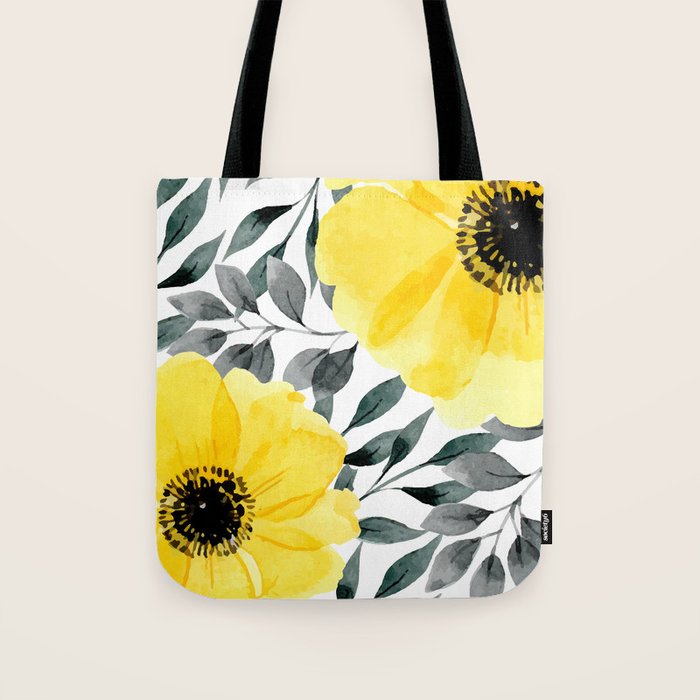 Big yellow watercolor flowers Tote Bag Gallery Image 1