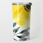 Big yellow watercolor flowers Travel Mug Gallery Image 2