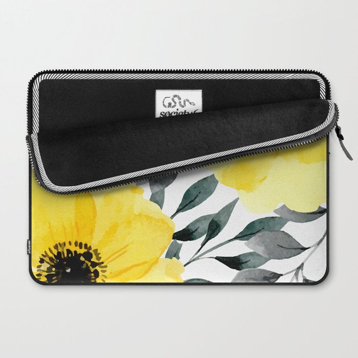 Big yellow watercolor flowers Laptop Sleeve Gallery Image 2