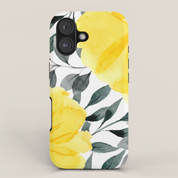 Big yellow watercolor flowers iPhone Case Gallery Image 1