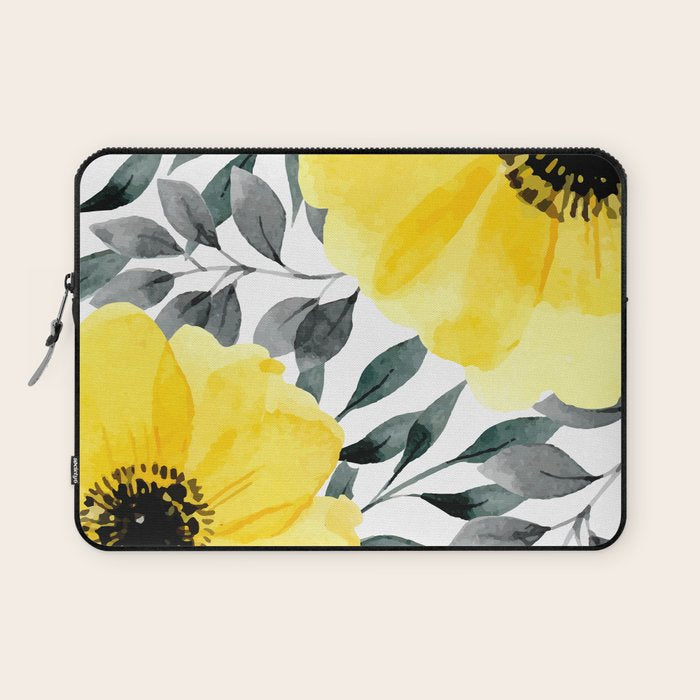 Big yellow watercolor flowers Laptop Sleeve Gallery Image 1