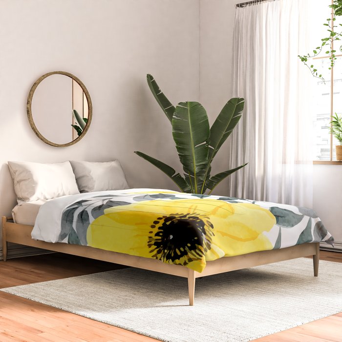 Big yellow watercolor flowers Comforter Gallery Image 2