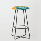 Mountain Sunset Colorful Landscape Illustration Stool Gallery Image 1