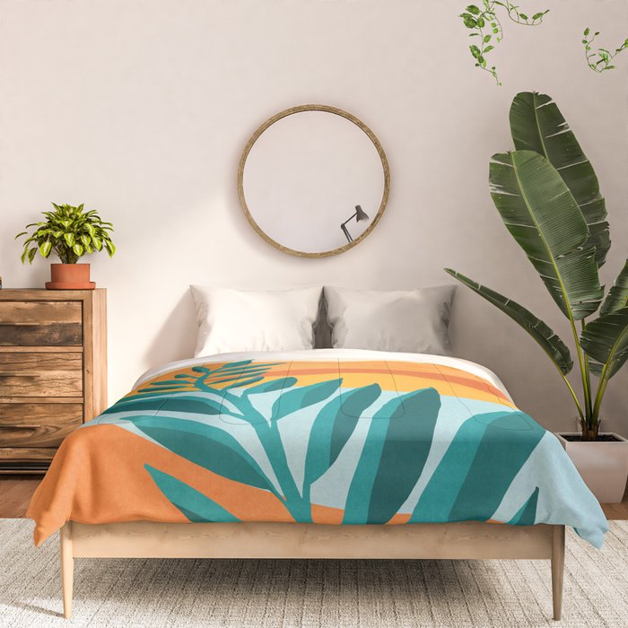 Mountain Sunset Colorful Landscape Illustration Comforter Gallery Image 3