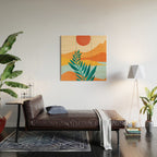Mountain Sunset Colorful Landscape Illustration Wood Wall Art Gallery Image 2
