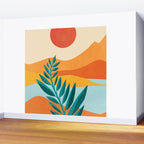 Mountain Sunset Colorful Landscape Illustration Wall Mural Gallery Image 2