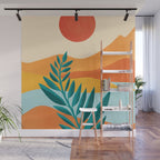 Mountain Sunset Colorful Landscape Illustration Wall Mural Gallery Image 1