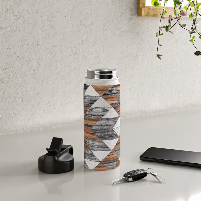 Urban Tribal Pattern No.12 - Aztec - Wood Water Bottle Gallery Image 4