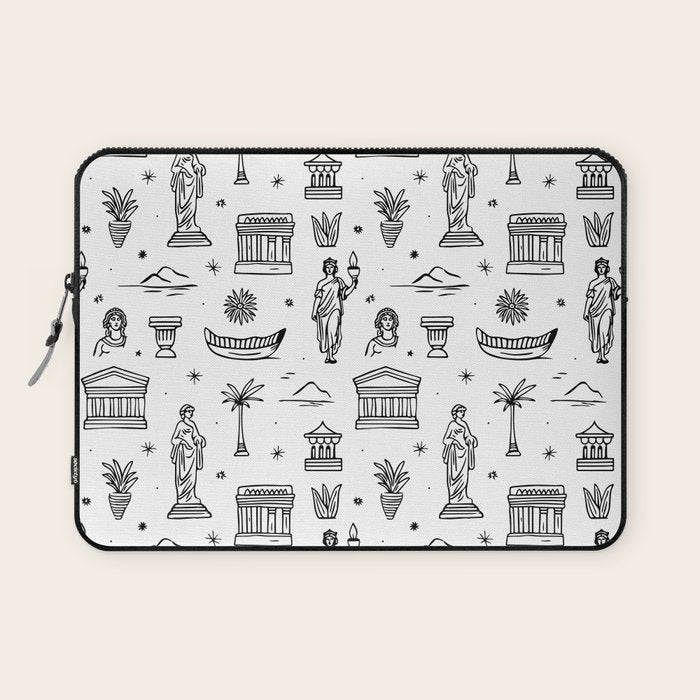 Black and white ancient greek statue pattern Laptop Sleeve Gallery Image 1