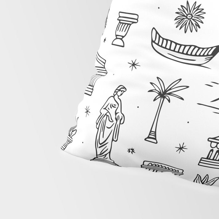 Black and white ancient greek statue pattern Pillow Sham Gallery Image 4