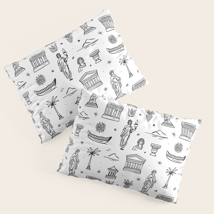 Black and white ancient greek statue pattern Pillow Sham Gallery Image 3