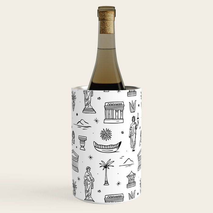 Black and white ancient greek statue pattern Wine Chiller Gallery Image 3