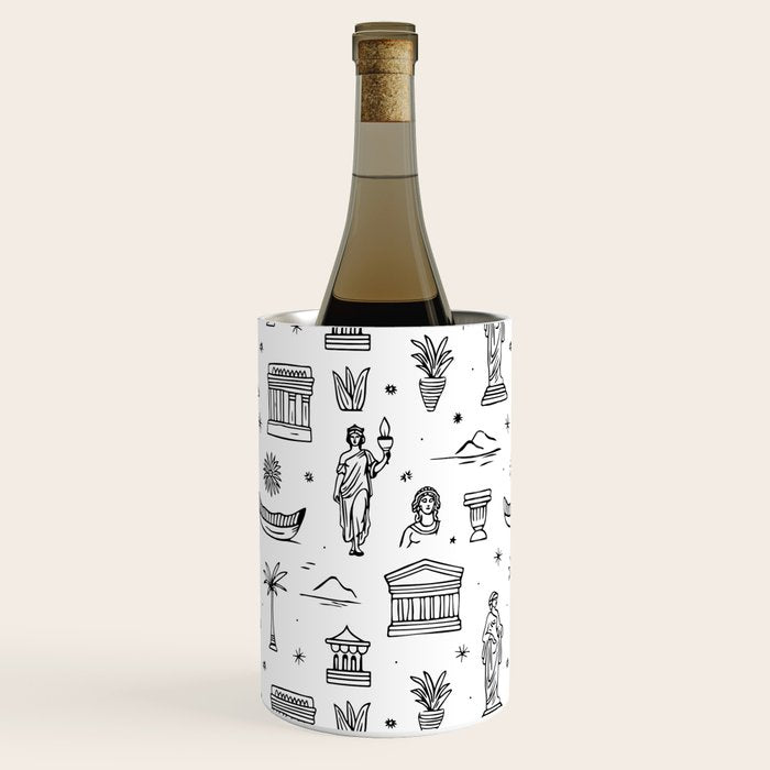 Black and white ancient greek statue pattern Wine Chiller Gallery Image 1