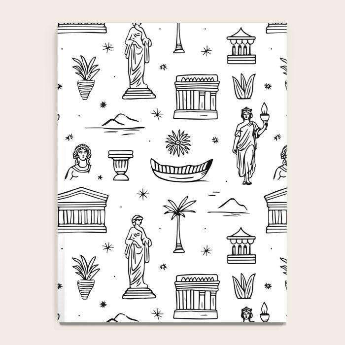 Black and white ancient greek statue pattern Notebook Gallery Image 4