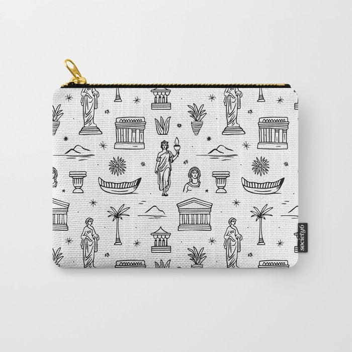 Black and white ancient greek statue pattern Carry All Pouch Gallery Image 1