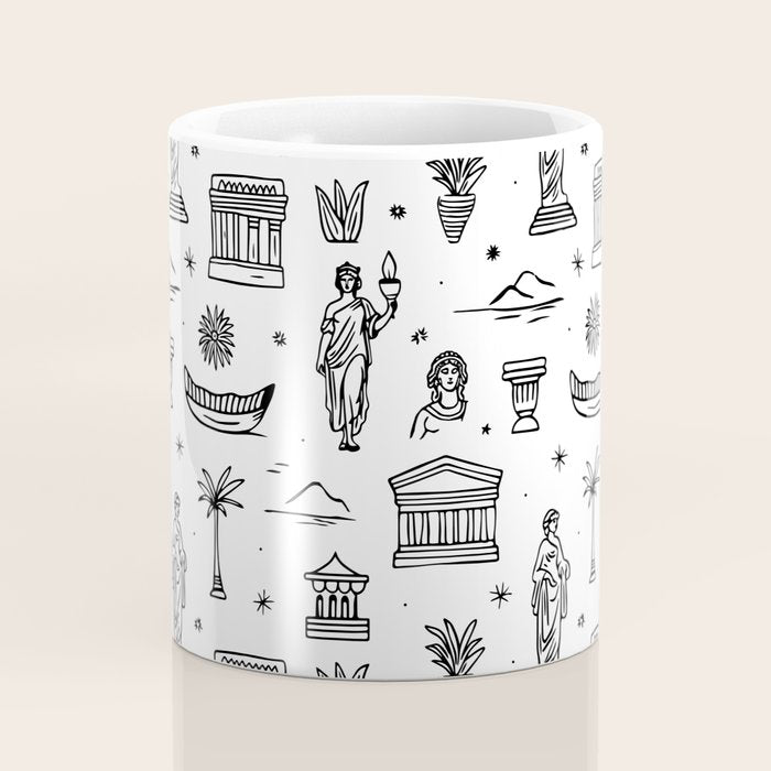 Black and white ancient greek statue pattern Coffee Mug Gallery Image 4