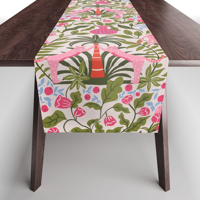 Modern Preppy Leopard Cat Jungle Oasis Table Runner Gallery Image 1