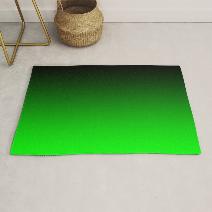 Black Lime Green Neon Nights Ombre Rug Gallery Image 1