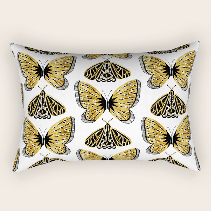 Golden Butterfly & Moth Rectangular Pillow Gallery Image 2