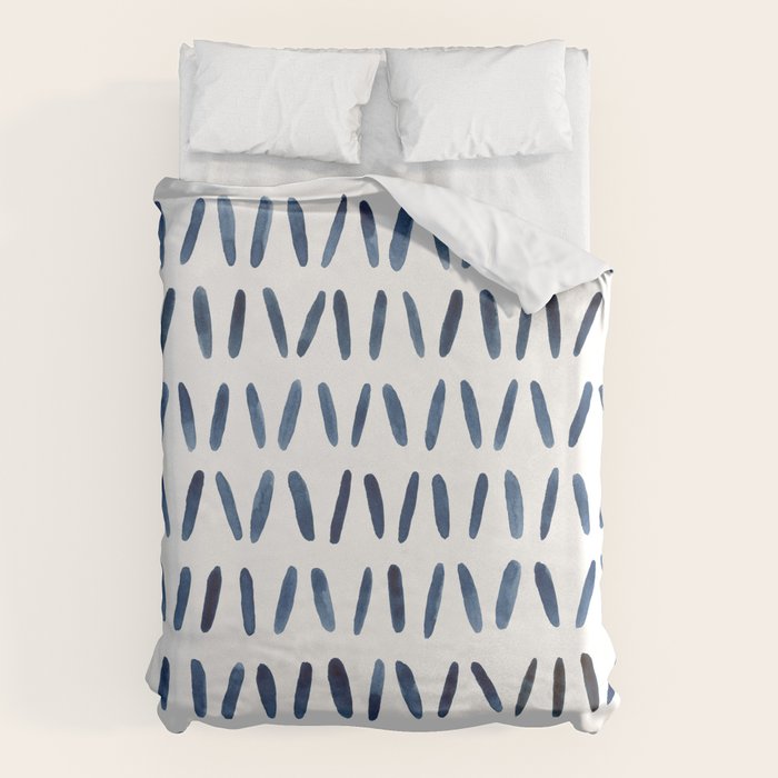 Strokes Pattern | Indigo Watercolor Painting Duvet Cover Gallery Image 1