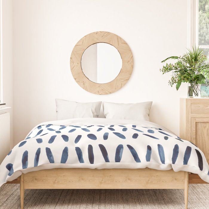 Strokes Pattern | Indigo Watercolor Painting Duvet Cover Gallery Image 3