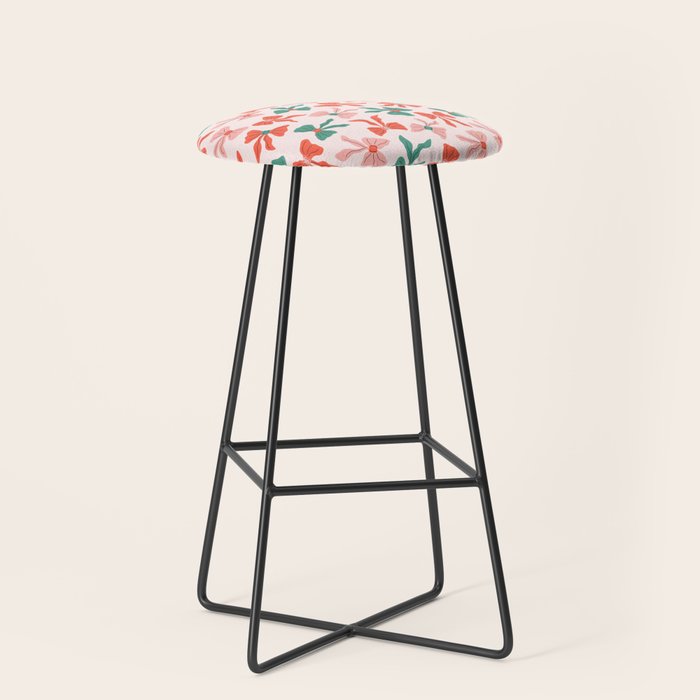Playful Scattered Coquette Bows Festive Green Red and Pink Stool Gallery Image 1