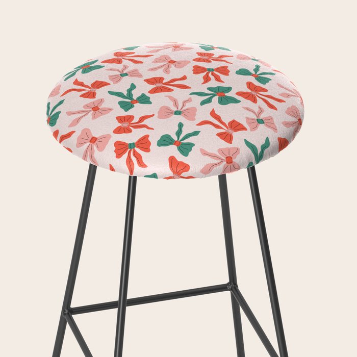 Playful Scattered Coquette Bows Festive Green Red and Pink Stool Gallery Image 2