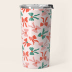 Playful Scattered Coquette Bows Festive Green Red and Pink Travel Mug Gallery Image 2