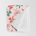 Playful Scattered Coquette Bows Festive Green Red and Pink Throw Blanket Gallery Image 3